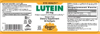 Country Life Lutein 20 mg - supplement