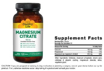 Country Life Magnesium Citrate 250 mg - supplement