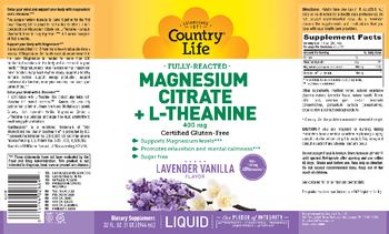 Country Life Magnesium Citrate + L-Theanine 400 mg Lavender Vanilla Flavor - supplement
