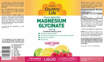 Country Life Magnesium Glycinate 400 mg Tangy Berry Flavor - supplement
