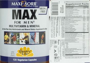 Country Life Max For Men Multivitamin & Mineral - 