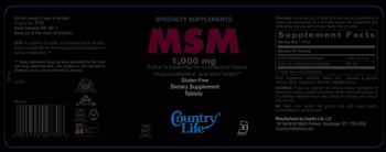 Country Life MSM 1,000 mg - supplement