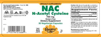Country Life NAC N-Acetyl Cysteine 750 mg - supplement