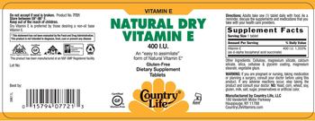 Country Life Natural Dry Vitamin E 400 IU - supplement