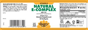 Country Life Natural E-Complex 400 IU With Mixed Tocopherols - supplement