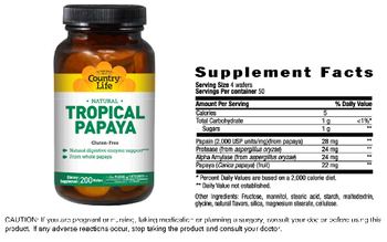 Country Life Natural Tropical Papaya - supplement