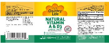 Country Life Natural Vitamin A & D3 10,000 IU/400 IU - supplement