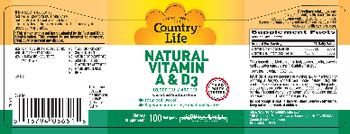 Country Life Natural Vitamin A & D3 10,000 IU / 400 IU - supplement