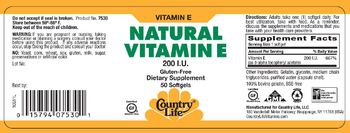 Country Life Natural Vitamin E 200 IU - supplement
