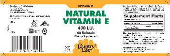 Country Life Natural VItamin E 400 IU - supplement