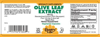 Country Life Olive Leaf Extract 150 mg - herbal supplement