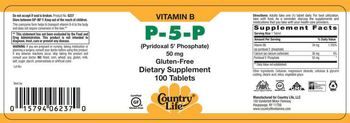 Country Life P-5-P (Pyridoxal 5' Phosphate) 50 mg - supplement