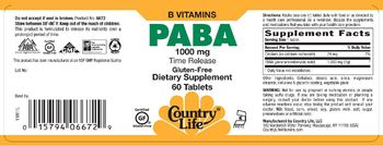 Country Life PABA 1000 mg - supplement