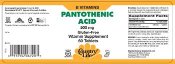 Country Life Pantothenic Acid 500 mg - vitamin supplement