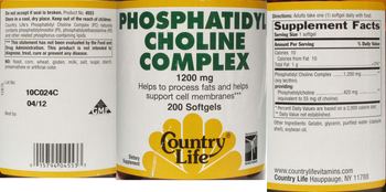 Country Life Phosphatidyl Choline Complex 1200 mg - supplement