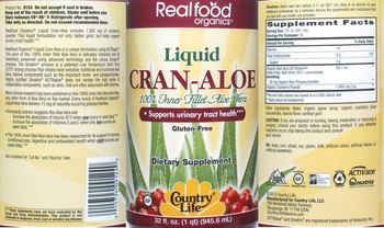 Country Life Realfood Organics Liquid Cran-Aloe 100% Inner Fillet Aloe Vera - 