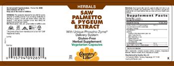 Country Life Saw Palmetto & Pygeum Extract - supplement