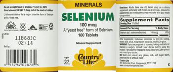 Country Life Selenium 100 mcg - mineral supplement