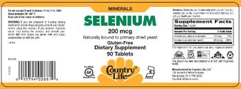 Country Life Selenium 200 mcg - supplement