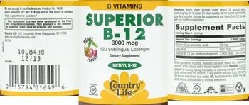 Country Life Superior B-12 3000 mcg Berry Flavor - supplement
