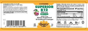 Country Life Superior B12 3000 mcg Berry Flavor - supplement