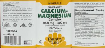 Country Life Target-Mins Calcium-Magnesium Complex - supplement