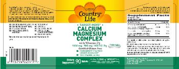 Country Life Target-Mins Calcium Magnesium Complex With Vitamin D3 - supplement