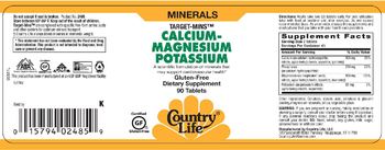 Country Life Target-Mins Calcium Magnesium Potassium - supplement