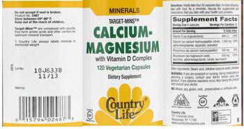 Country Life Target-Mins Calcium-Magnesium With Vitamin D Complex - supplement