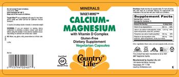 Country Life Target-Mins Calcium-Magnesium With Vitamin D Complex - supplement