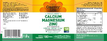Country Life Target-Mins Calcium Magnesium Zinc with Vitamin D - supplement