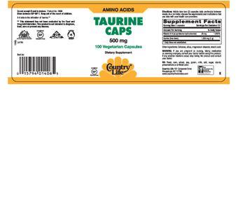 Country Life Taurine Caps 500 mg - supplement