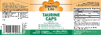 Country Life Taurine Caps 500 mg - supplement
