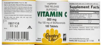 Country Life Time Release Buffered Vitamin C 500 mg - vitamin supplement
