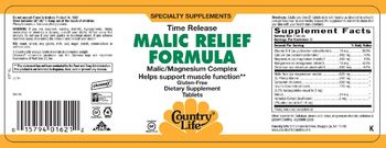 Country Life Time Release Malic Relief Formula - supplement