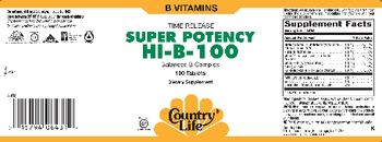 Country Life Time Release Super Potency Hi-B-200 Balanced B Complex - supplement