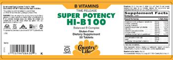 Country Life Time Release Super Potency Hi-B100 - supplement