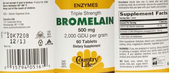Country Life Triple Strength Bromelain 500 mg - supplement