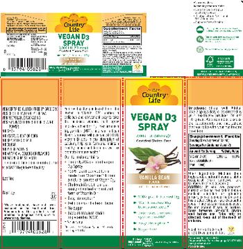 Country Life Vegan D3 Spray 2,000 IU Vanilla Bean Flavor - supplement