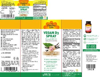 Country Life Vegan D3 Spray 50 mcg (2,000 I.U.) Vanilla Bean Flavor - supplement