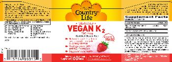 Country Life Vegan K2 500 mcg Strawberry Flavor - supplement