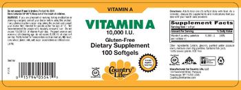 Country Life Vitamin A 10,000 IU - supplement