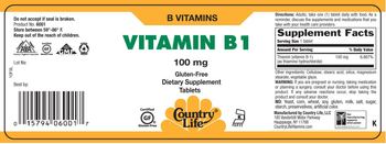 Country Life Vitamin B1 100 mg - supplement