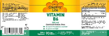 Country Life Vitamin B6 200 mg - supplement