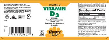 Country Life Vitamin D3 2500 IU - supplement