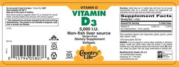 Country Life Vitamin D3 5000 IU - supplement
