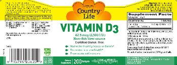 Country Life Vitamin D3 62.5 mcg (2,500 IU) - supplement