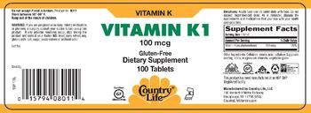 Country Life Vitamin K1 100 mcg - supplement