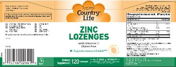 Country Life Zinc Lozenges With Vitamin C Lemon Flavor - supplement