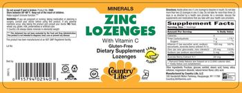 Country Life Zinc Lozenges With Vitamin C Lemon Flavor - supplement